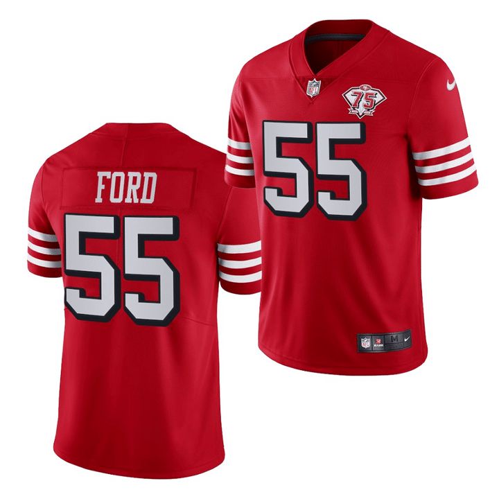 Men San Francisco 49ers #55 Dee Ford Red Nike 75th Anniversary Throwback Limited NFL Jersey->san francisco 49ers->NFL Jersey
